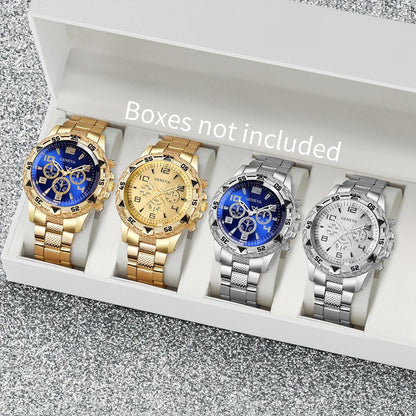 Ensemble de 4 montres de mode pour hommes, montres d'affaires à grand affichage, montre à quartz analogique pour hommes, cadeau, montres pour hommes (sans boîte)
