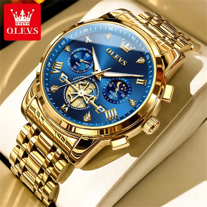 OLEVS Classic Multifunctional Flywheel Moon Phase Watch
