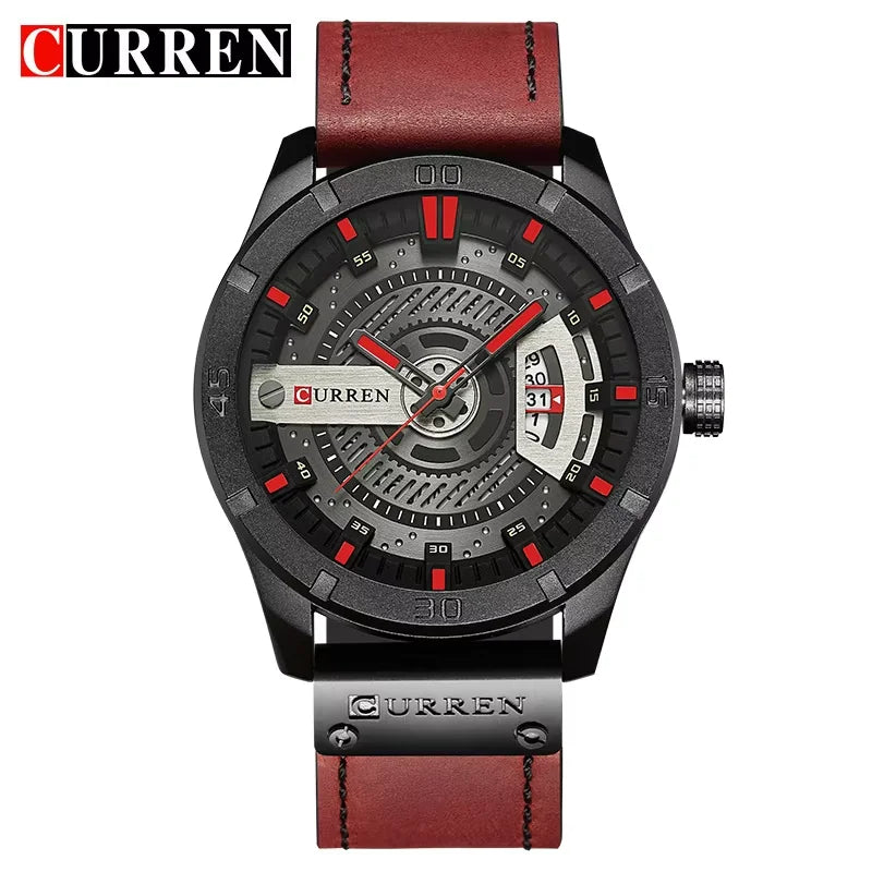 Marque de montres de luxe CURREN Montres de sport militaires pour hommes Montre à quartz pour hommes Décontractée en cuir Relogio Masculino