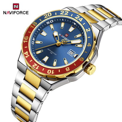 NAVIFORCE – Montre de luxe sportive à quartz, lumineuse, avec calendrier, pour homme, en acier inoxydable, étanche, Relogio Masculino