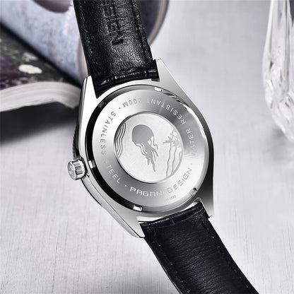 PAGANI DESIGN Montre-bracelet à quartz pour hommes, Montre de plongée de luxe en verre saphir, Étanche 200 m, Date, Montre d'affaires pour hommes