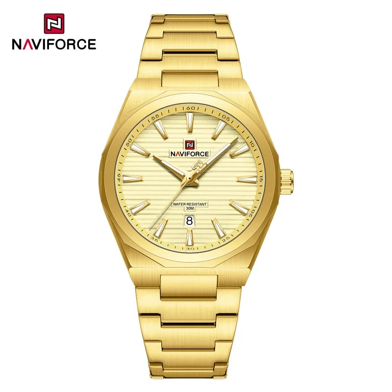 NAVIFORCE Montre de Luxe Homme Marque Militaire Sport Quartz Affichage Date Montre-Bracelet Décontractée Bracelet Acier Cadeau pour Homme