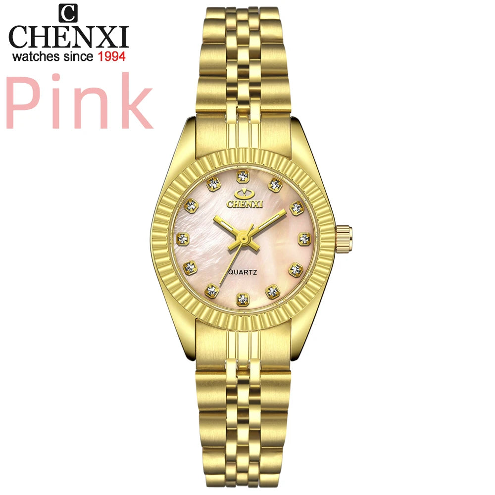 ChronoState Golden Aura Rhinestone Quartz Watch for Women