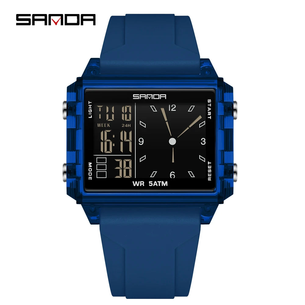 SANDA Luxury Brand Digital Watch for Men Women Square Dial Sport Waterproof Watches Man LED Pointer Display Relogios Masculino