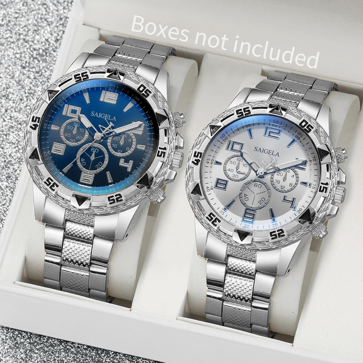Lot de 2 montres d'affaires pour hommes, à la mode, avec cadran arabe et bracelet en acier, ensemble de montres à quartz pour hommes (sans boîte)