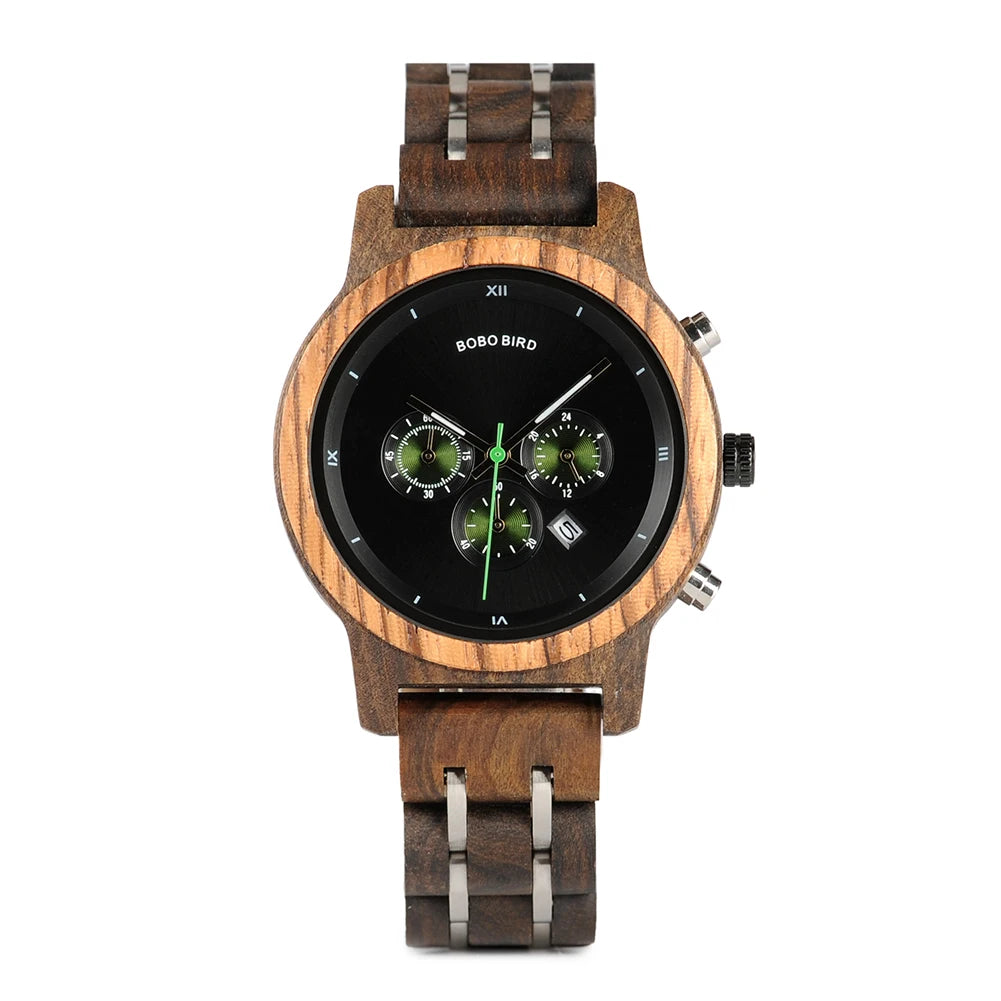 BOBOBIRD Engraved Wooden Watch for Men Customized Wood Wrist Watches for Dad Son Husband Boyfriend Personalized Birthday Gift