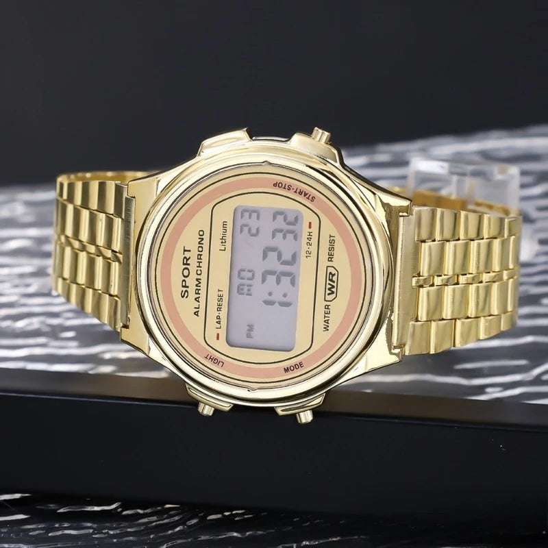 Retro Square Electronic Watches Digital Display Women Men Watch Rose Gold Silver Luxury Ladies Wristwatches Relojes Para Mujer