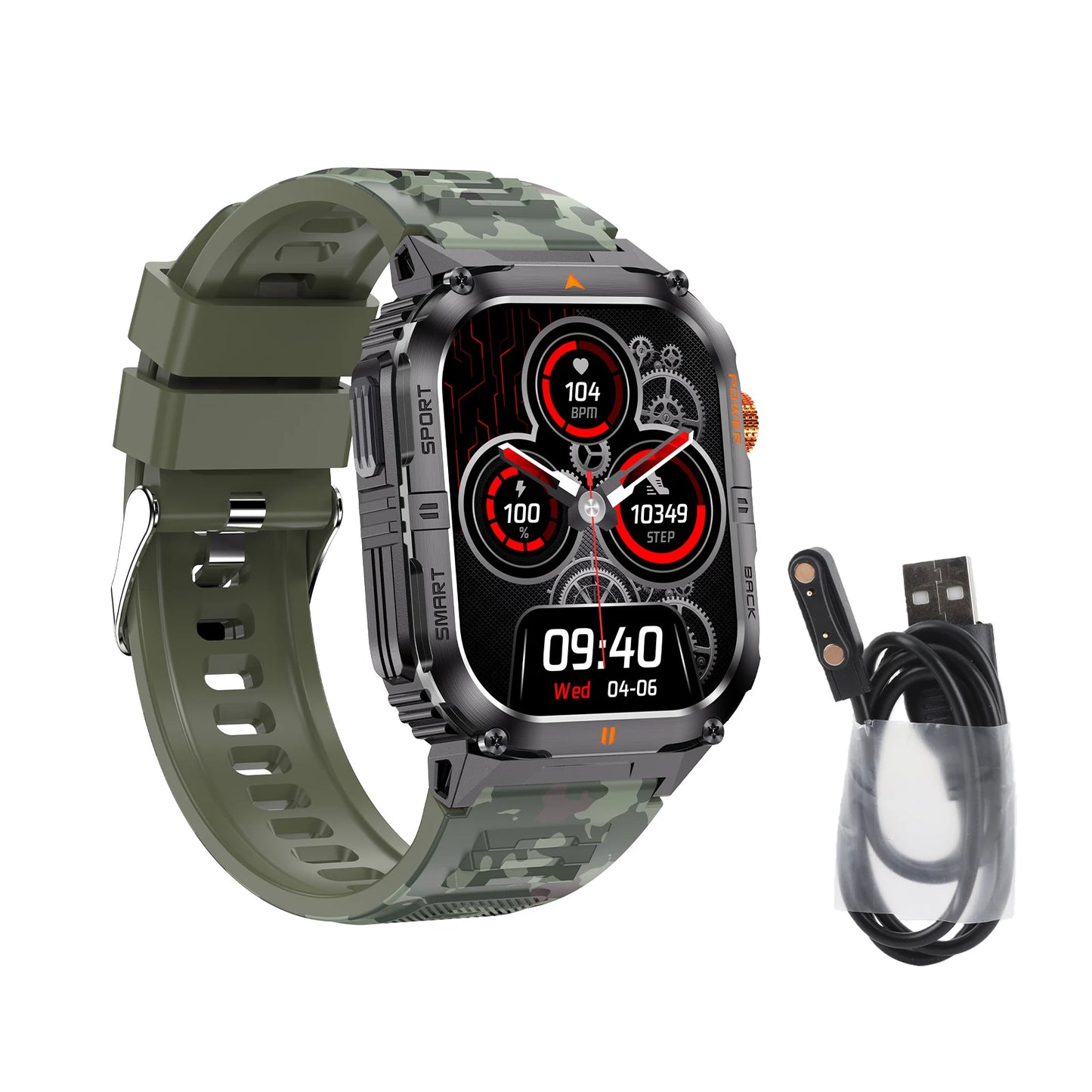2.0 Inch Screen Smart Sports Watch Fitness Tracker 1000mAh with LED Flashlight 100+ Sports Modes Bluetooth Call for Men Women