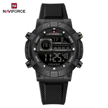 NAVIFORCE – Montres militaires pour hommes, à quartz numérique, en silicone, chronographe, étanche, avec affichage de la date