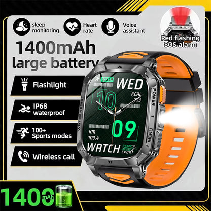 Nouvelle montre connectée 2026 Sport HD AMOLED Appel Bluetooth Étanche IP68 Lampe de poche GPS Extérieur Homme Batterie intelligente grande capacité 1000mAh