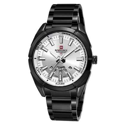 Montre NAVIFORCE classique décontractée pour homme, en acier inoxydable, sport, étanche, affichage de la date, horloge à quartz, Relogio Masculino