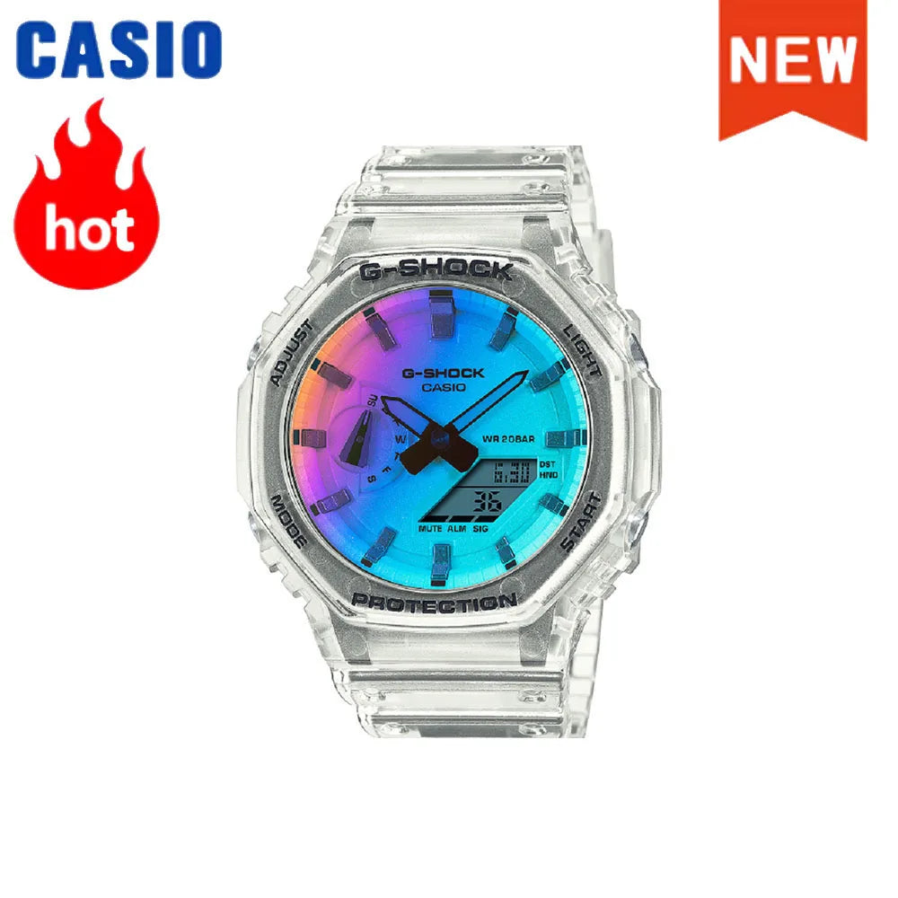 Montre homme Casio GA-2100 série 2026 Flame Inside, montre tendance sport multifonction mode antichoc à disque de couleur G-SHOCK
