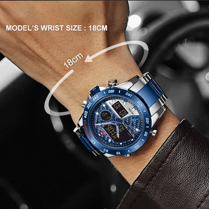 Montres numériques NAVIFORCE pour hommes Montres-bracelets de sport de luxe en acier inoxydable à quartz Étanche militaire Lumineuse pour homme