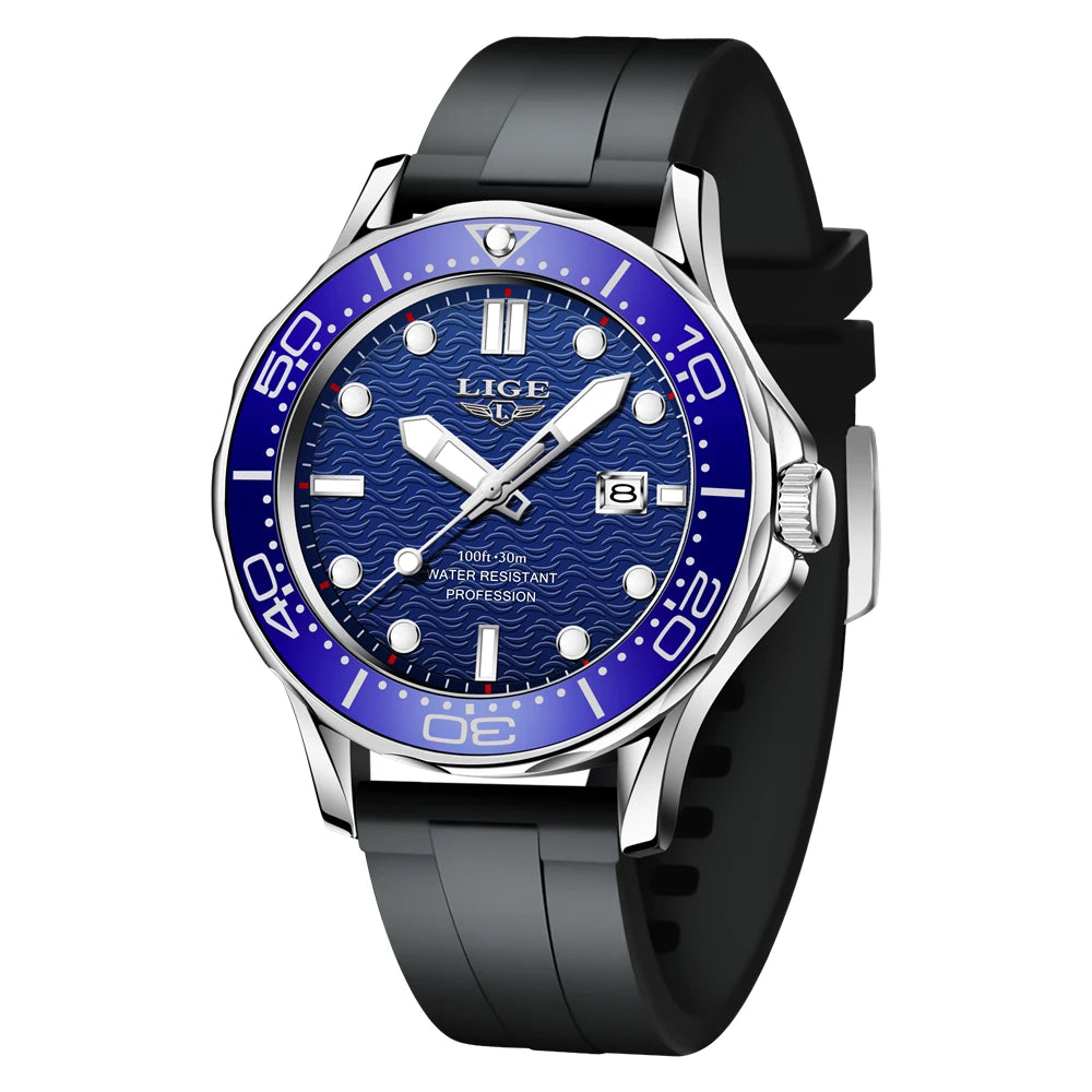 2026 LIGE Nouvelle Montre Homme D'Affaires Grande Marque Luxe Montre de Plongée Pour Hommes Étanche Date Horloge Montre de Sport Relogio Masculino+Boîte