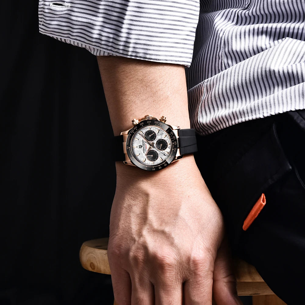PAGANI DESIGN 2026 NOUVEAU 1664 Montre homme cadran météorite Montre de luxe en saphir à quartz pour hommes Chronographe sport pour hommes Reloj Hombre