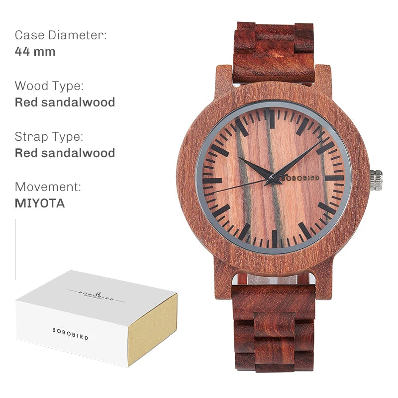 BOBO BIRD Montre en Bois pour Homme Montres en Bois Naturel Faits à la Main Légères à Quartz Offre Limitée Personnalisable
