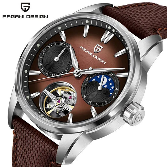 ChronoState Imperial Tourbillon Automatic Luxury Watch with Leather Strap