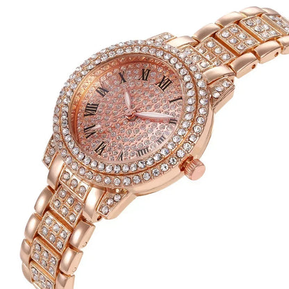 Luxury Full Rhinestone Watch for Women Girls Gifts Sparkling Quartz Timepiece with Stainless Steel Strap Wristwatch for Lover