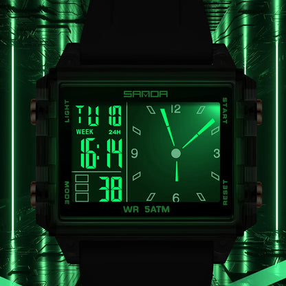 SANDA Luxury Brand Digital Watch for Men Women Square Dial Sport Waterproof Watches Man LED Pointer Display Relogios Masculino
