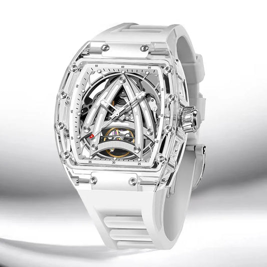 PINDU Hollow Tonneau Skeleton Mechanical Watch JH3105
