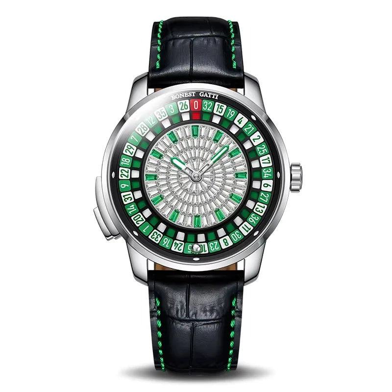 BONEST GATTI Men Automatic Watches European Button Roulette Fun Game Sapphire Glass Mechanical Watch Diamond Dial Men's Watch