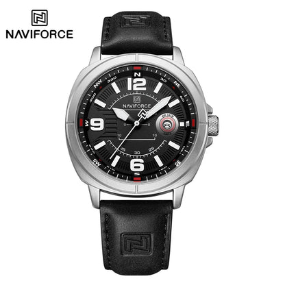Montres à quartz de mode NAVIFORCE pour hommes, étanches 3ATM, affichage lumineux, cadran boussole classique, bracelet respirant en PU