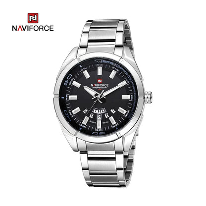 Montre NAVIFORCE classique décontractée pour homme, en acier inoxydable, sport, étanche, affichage de la date, horloge à quartz, Relogio Masculino