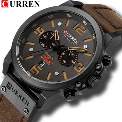 CURREN 8314 Business Leather Strap 6-Hand Calendar Watch