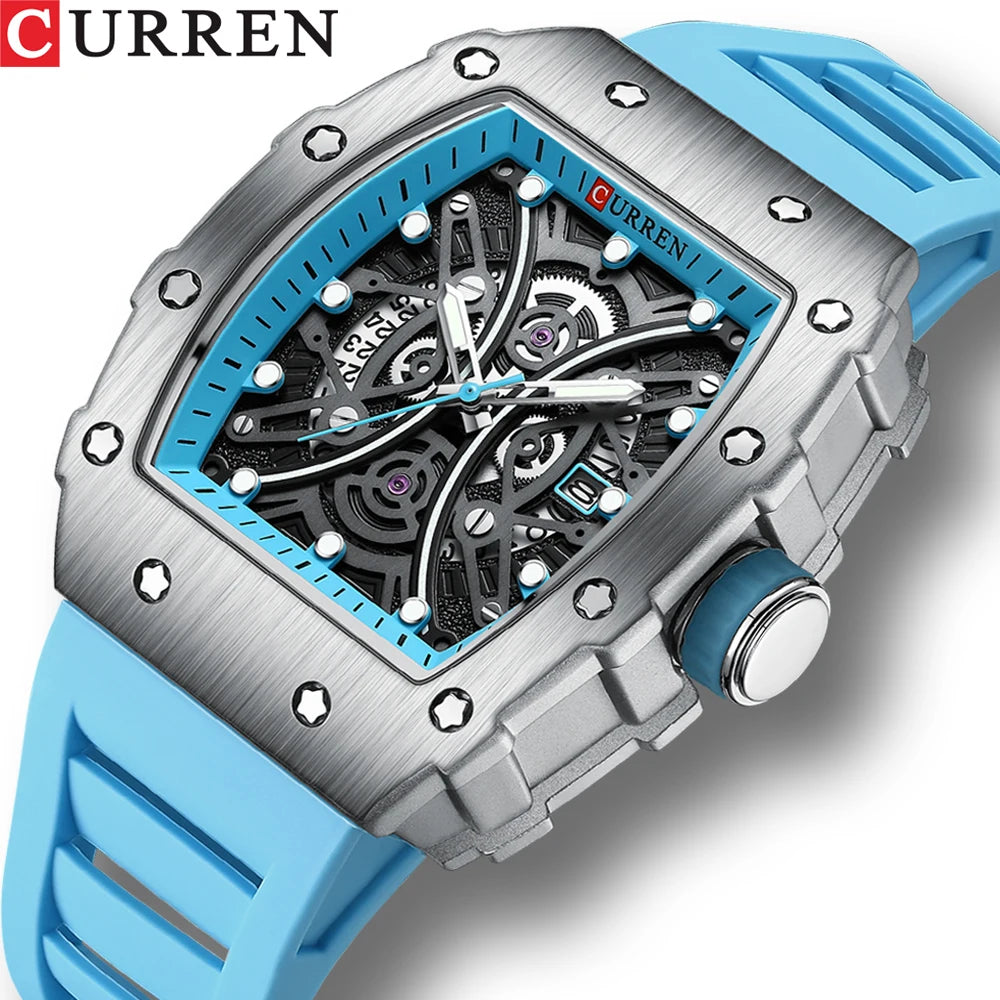 CURREN 3D Collection Rectangular Silicone Strap Watch