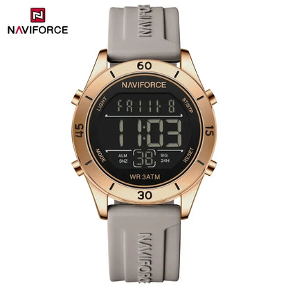 NAVIFORCE NF5054 Montre Sport Étanche LCD Numérique Jour et Date Bracelet Silicone Électronique
