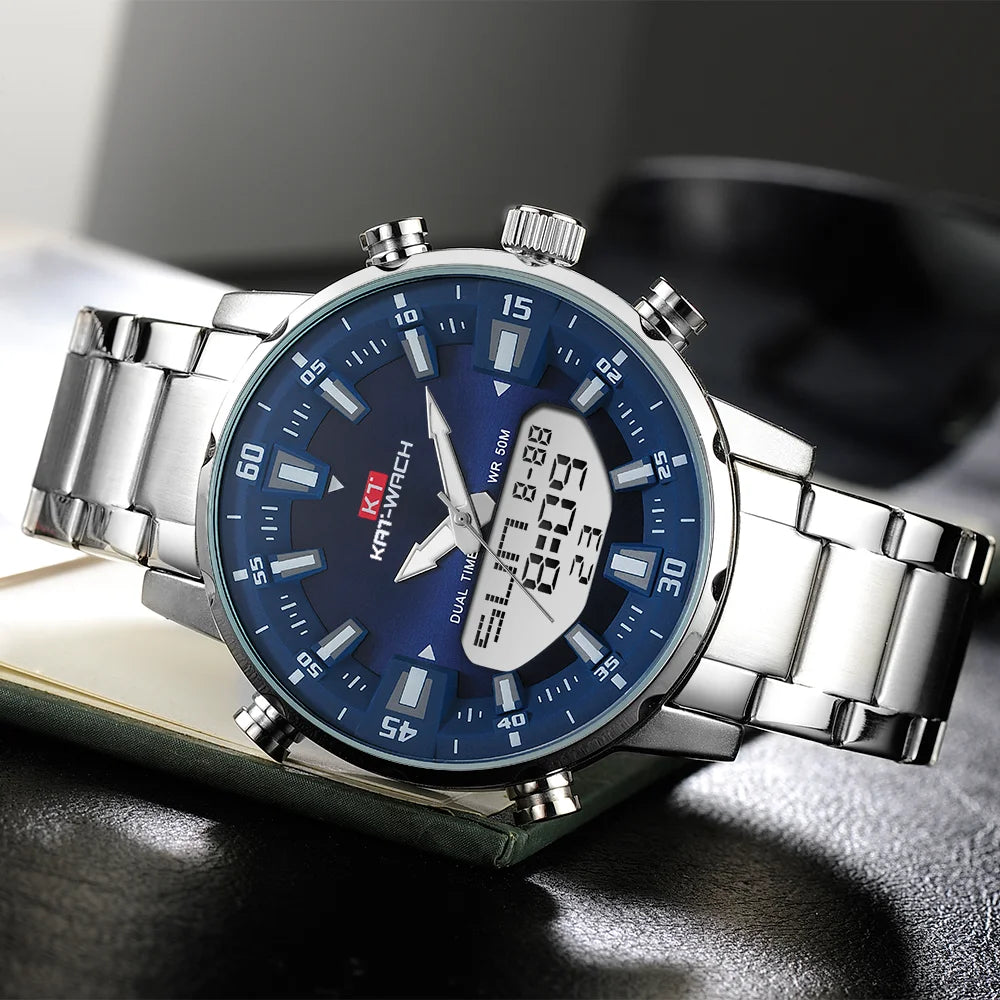 KAT-WACH KT 1815 Dual Display Alloy Case Watch