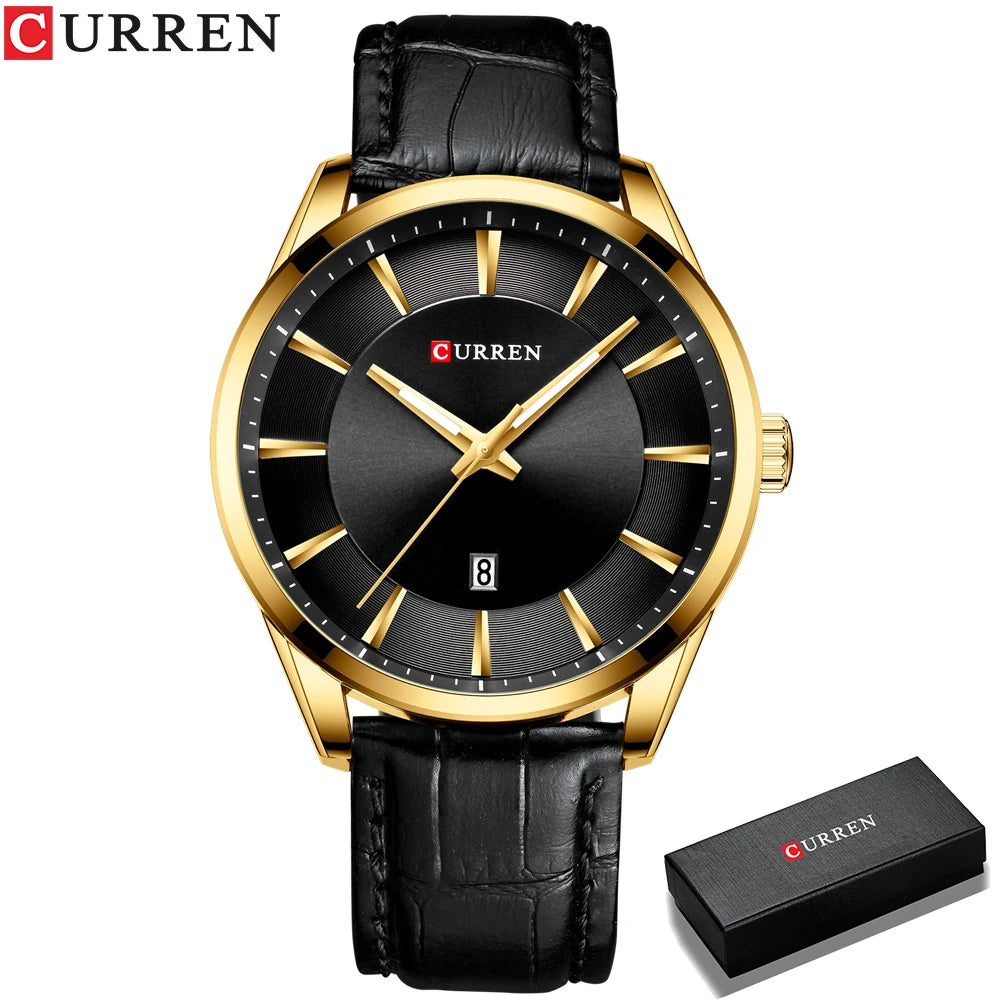 Montres CURREN à Quartz pour Hommes, Bracelet en Cuir, Montres-Bracelets Masculines, Marque de Luxe, Horloge d'affaires pour Hommes, 45 mm, Reloj Hombres