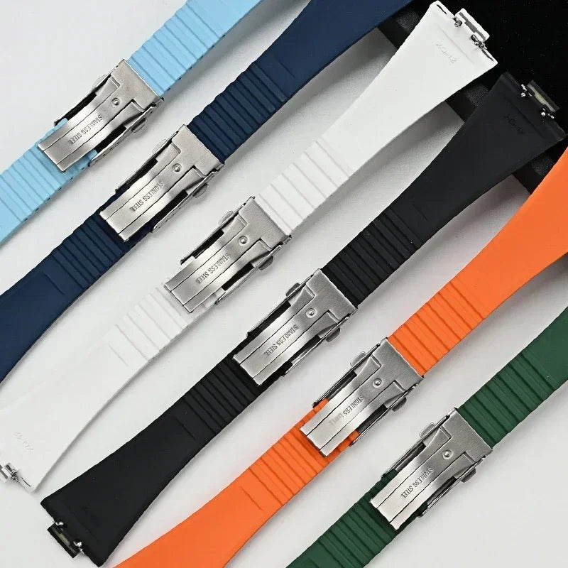 Bracelet en caoutchouc fluoré pour Tissot PRX Series Super Player 35mm 40mm FKM Femmes Hommes Boucle déployante à dégagement rapide Bracelet de montre 11mm 12mm
