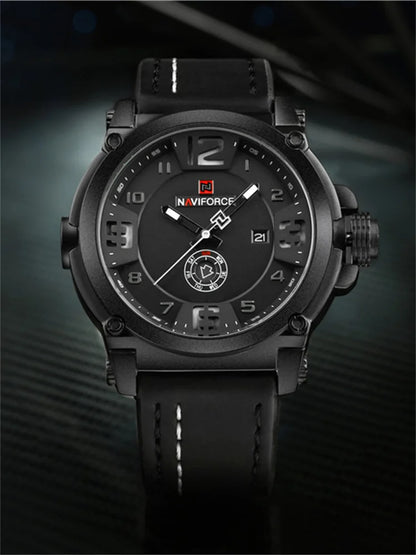 NAVIFORCE NF9099 Military Analog Date Watch Leather Strap