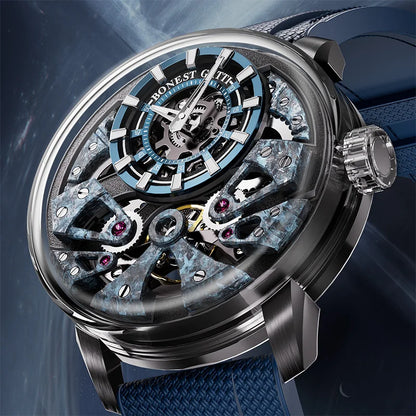 BONEST GATTI Men Automatic Mechanical Watch Sapphire Glass 316 Stainless Steel Skeleton German Brand Wristwatch