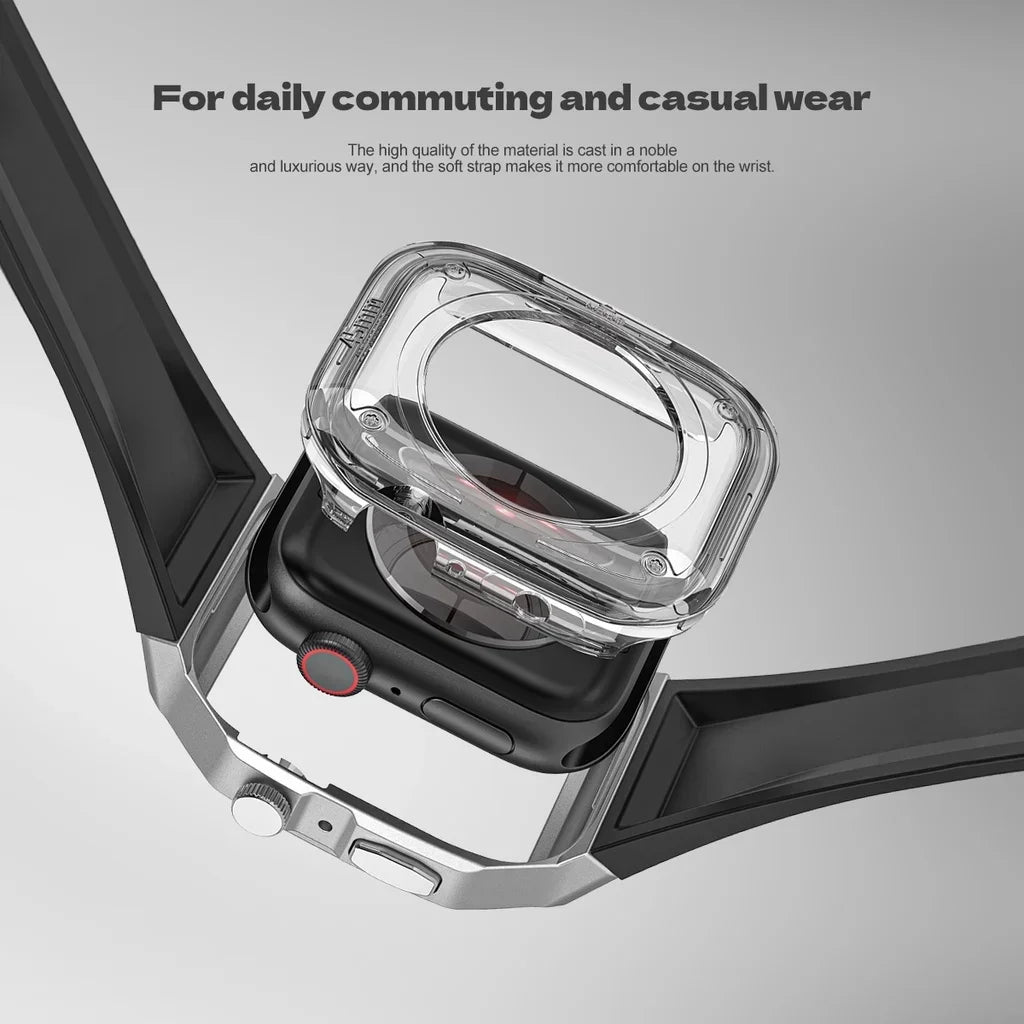 Modification Kit Metal Case & TPU Strap for iWatch Series 9 8 7 45mm 6 5 4 SE 44mm