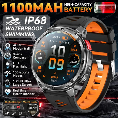 Montre connectée intelligente T-Rex3 Ultra 1100mAh Super Capacité pour hommes adultes 2026, grand écran 1,7", appel, étanche 5ATM, montres de sport