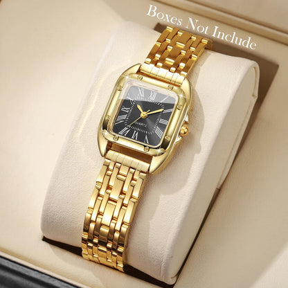 Luxury Square Women Quartz Watch Fashion Roma Dial Ladies Wristwatch Reloj Mujer Girls Clock Gift (Without Box)