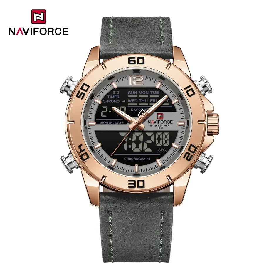 NAVIFORCE NF9253L Genuine Leather Band Luminous Date Clock