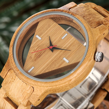 Bobo Bird Montres géométriques superbes montre-bracelet à quartz en bois inversé en bambou pour homme
