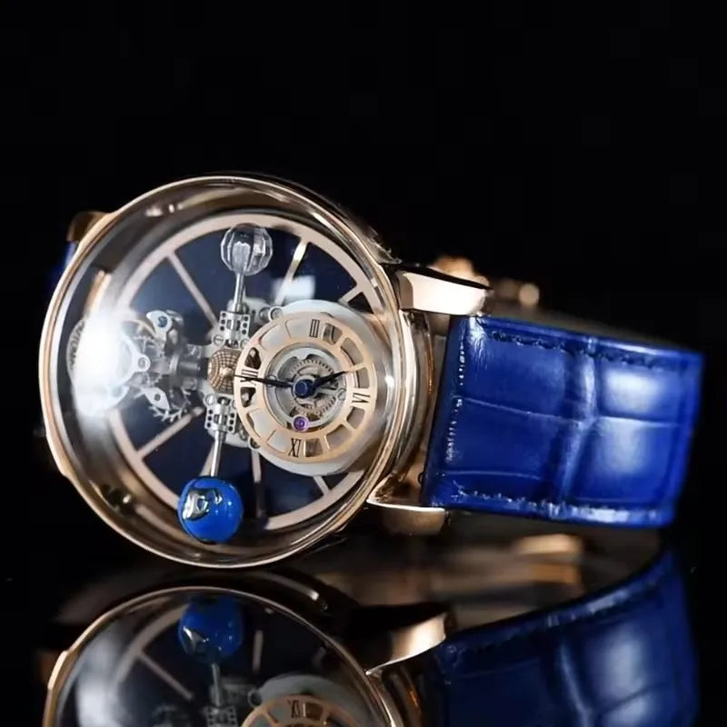 Montre-bracelet homme PINDU Design Montres à quartz roulette céleste étanches