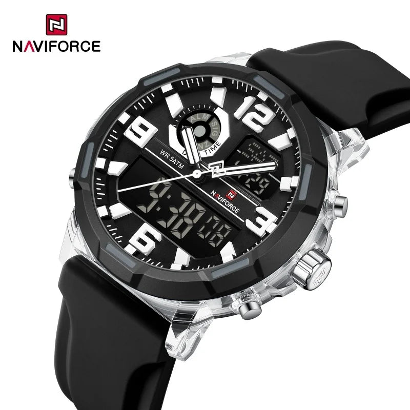 NAVIFORCE 2026 Montre homme nouvelle 5ATM étanche Double affichage Chronographe Réveil Montre-bracelet Montres tendance pour homme NF7130