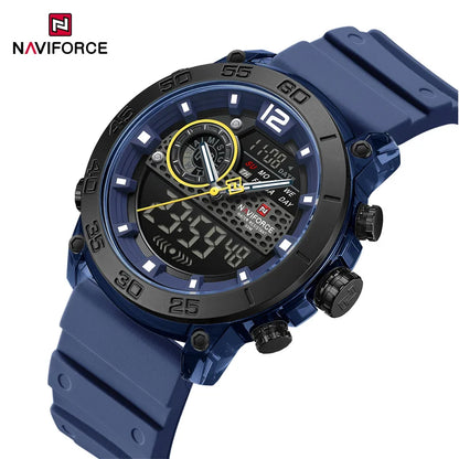 NAVIFORCE Nouvelle Montre-bracelet de Sport Multifonctionnelle pour Hommes, Légère, à Quartz, avec Chronomètre, Double Affichage de l'Heure et Lumière Nocturne, pour Garçons