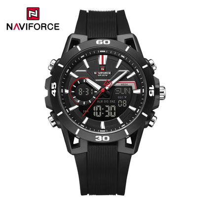 Montre homme décontractée NAVIFORCE de haute qualité, double affichage, sport, étanche, avec compte à rebours, chronographe et réveil, Reloj Hombre