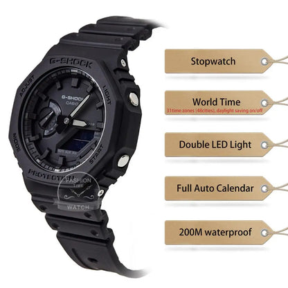 Montre Casio homme G-Shock ultra-fine, montre de sport étanche 200m, montres LED, horloge numérique série GA-2100
