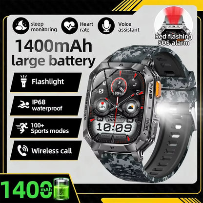 Nouvelle montre connectée 2026 Sport HD AMOLED Appel Bluetooth Étanche IP68 Lampe de poche GPS Extérieur Homme Batterie intelligente grande capacité 1000mAh