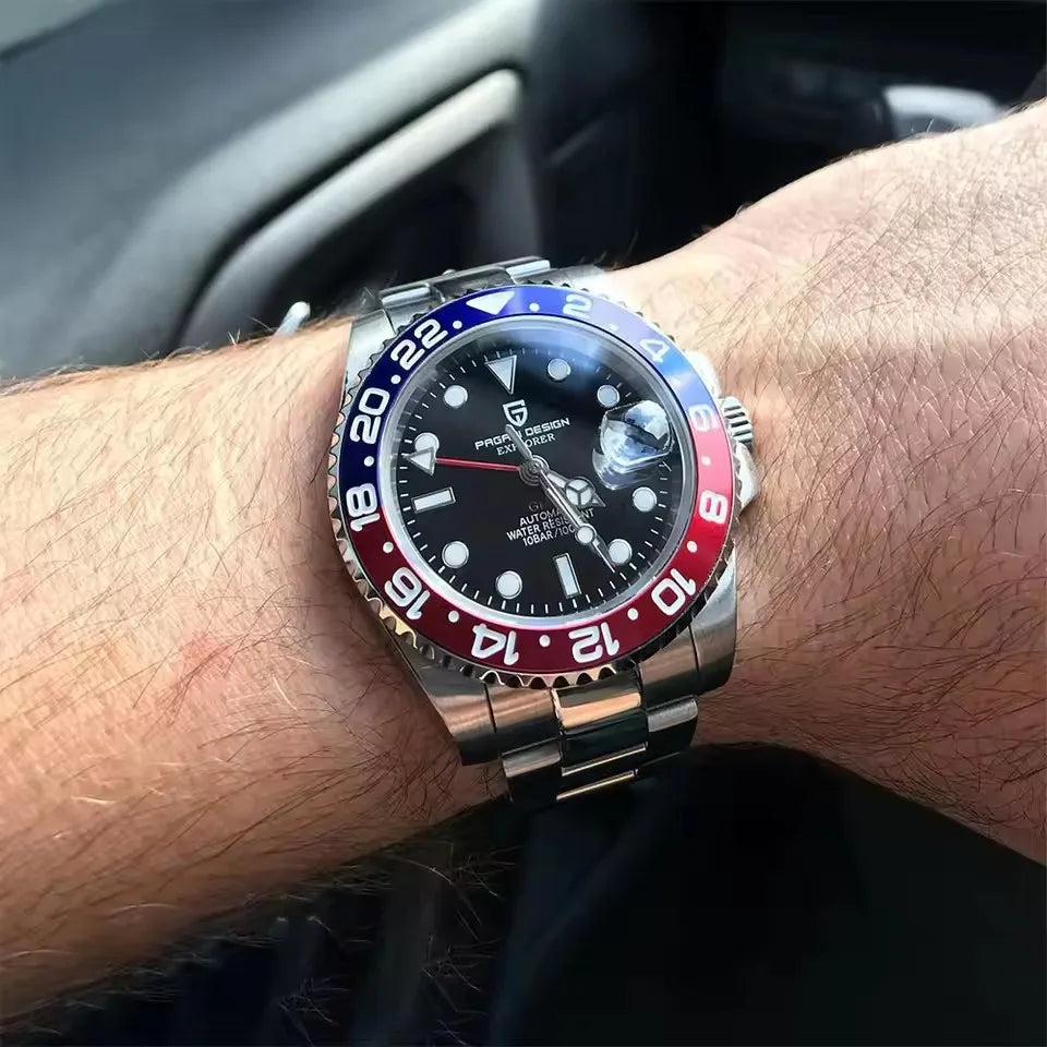 Nouvelle PD-1662 PAGANI DESIGN Montre-bracelet automatique GMT en acier inoxydable, étanche 100M, pour homme, montre mécanique haut de gamme 40mm