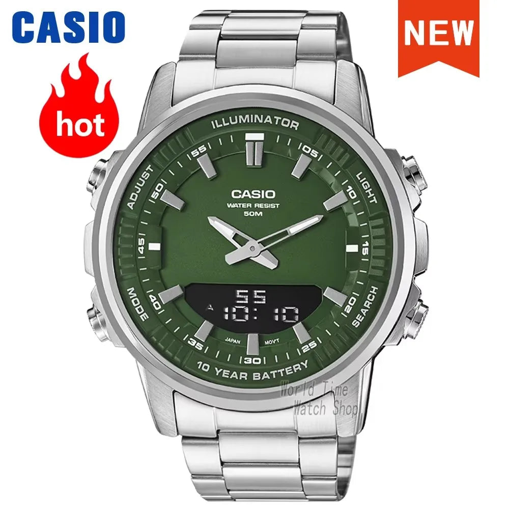 Montres Casio pour hommes, marque de luxe supérieure, ensemble pointeur LED double affichage étanche militaire, montre relogio masculino série AMW-880