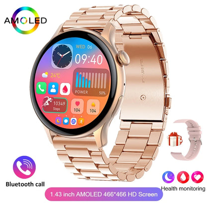 Nouvelle montre intelligente AMOLED True 2026 pour femmes, écran toujours allumé, résolution 466*466 HD, suivi de santé, appels vocaux, NFC, Smartwatch pour femmes