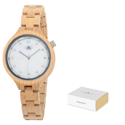 Montres en bois BOBO BIRD pour femmes Montre en bois gravée légère naturelle Montre-bracelet à quartz simple pour femme Cadeau personnalisé pour elle